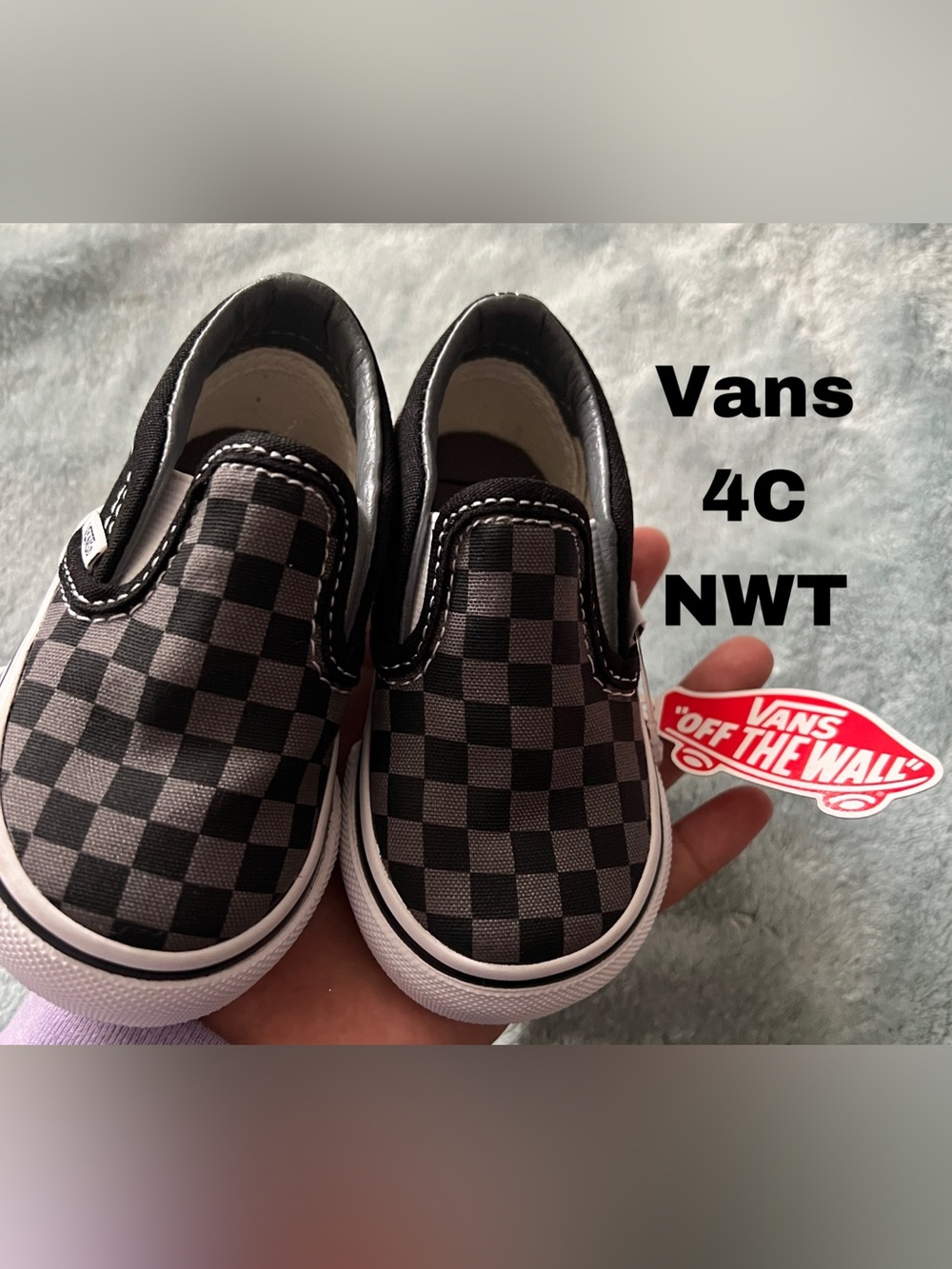 Vans Kids Checkerboard Slip-On Sneakers - Black & Gray